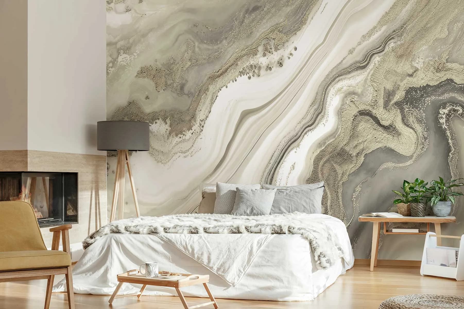 Спальня — Мраморное панно у изголовья — Affresco Fluid